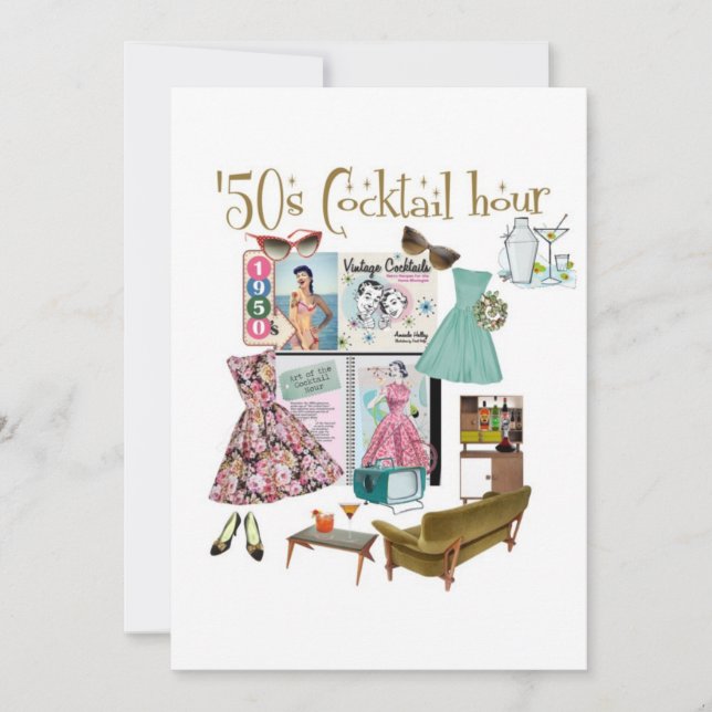 50s Cocktail-timinbjudningar Inbjudningar (Framsida)