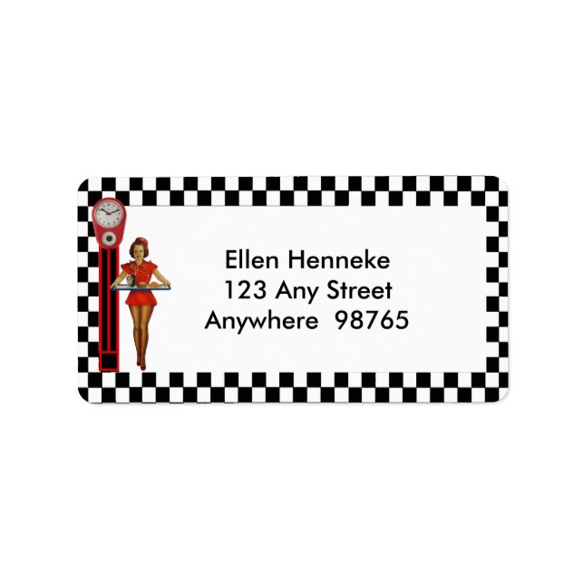 50s Retro-Middag Adressetikett (Framsidan)