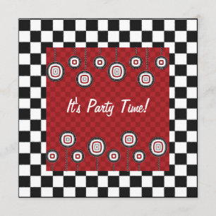 50s Retro Party Checkerboard Middag Decor Inbjudningar