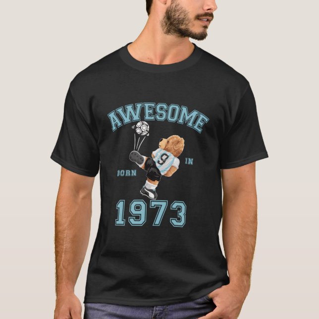 50Th 1973 Awesome Teddy Football T Shirt (Framsida)