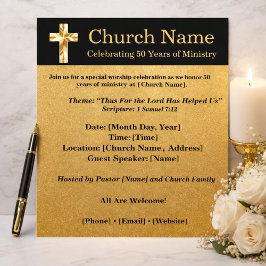 50th Anniversary Black Gold Church Invitation Reklamblad
