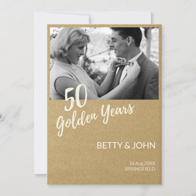 50th Anniversary – Classic Photo Gold Inbjudningar (Framsida)