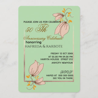50th Anniversary Invitation, Greenery Wedding Anni Inbjudningar
