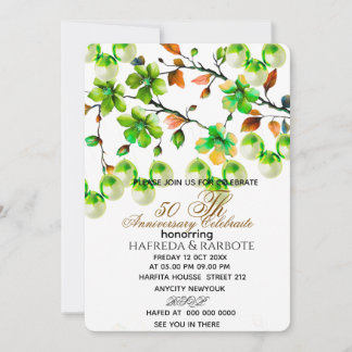 50th Anniversary Invitation, Greenery Wedding Anni Spara Datumet