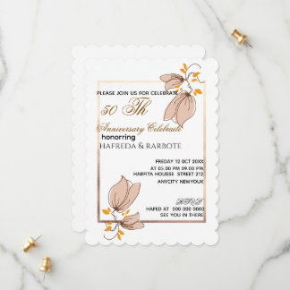 50th Anniversary Invitation, Greenery Wedding Anni Spara Datumet