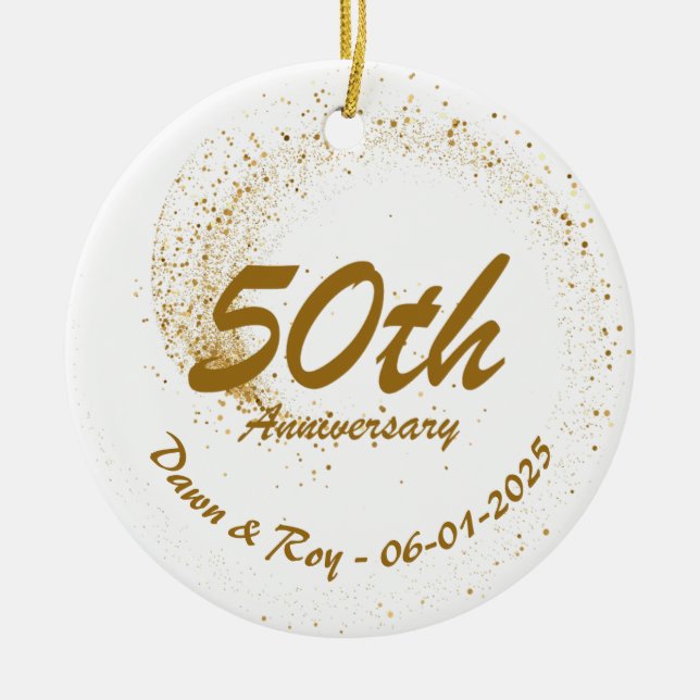 50th Anniversary Ornament Metal ,Personalized Gold (Framsidan)