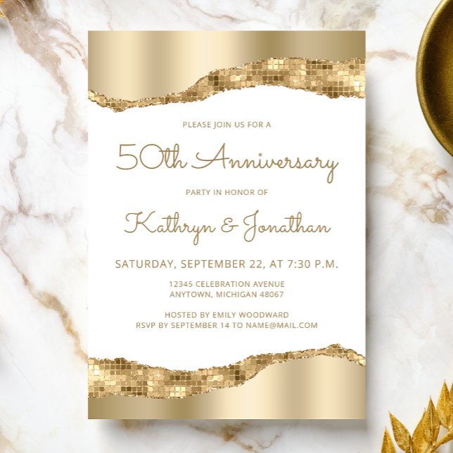 50th Anniversary Party Gold Mirror Foil  Inbjudningar (Skapare uppladdad)