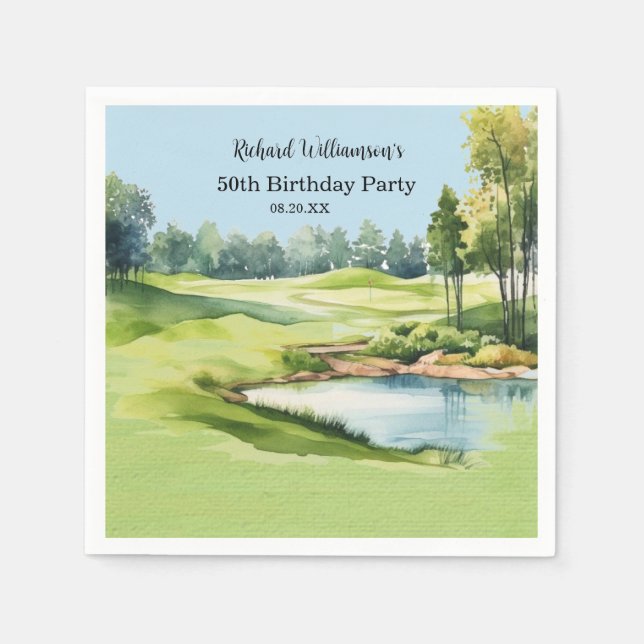 50TH (ANY YEAR) BIRTHDAY PARTY GOLF COURSE PAPPERSSERVETT (Framsidan)