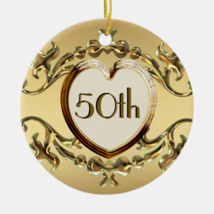 50th Årsdag eller 50th födelsedagprydnad Julgransprydnad Keramik