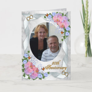 50th Årsdag med fotoinbjudanorchids Inbjudan