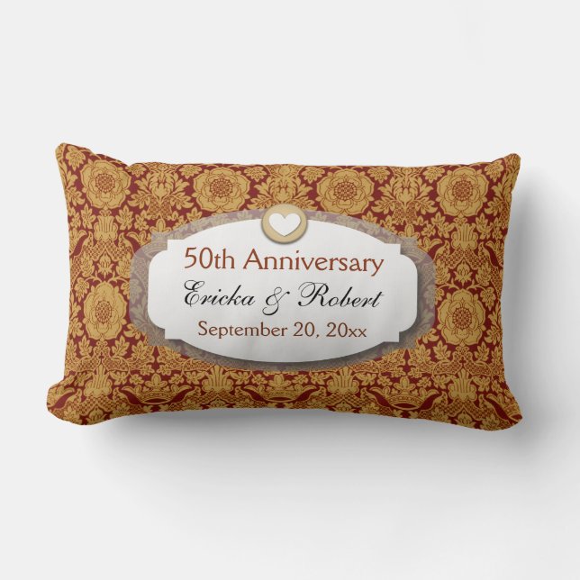 50th Årsdagbröllopsdagguld Z14 Lumbarkudde (Framsida)