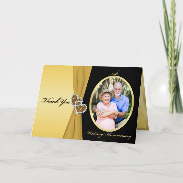 50th Årsdagen gick med hjärtatackkortet Tack Kort (Framsida)