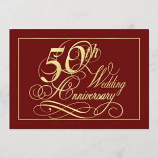 50th Årsdagpartyinbjudningar - formellt guld Inbjudningar