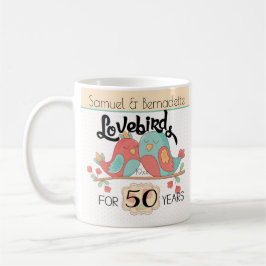 50th Beställnings- bröllopsdagLovebirds Kaffemugg