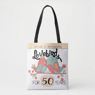 50th Beställnings- bröllopsdagLovebirds Tygkasse