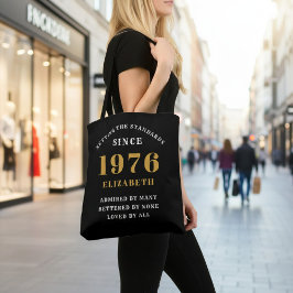 50th Birthday 1976 Black Gold For Her Personalized Tygkasse