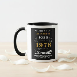 50th Birthday 1976 Legend Retro Black Personalized Mugg