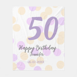 50th birthday add name date purple orange polkadot fleecefilt