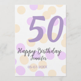 50th birthday add name date purple orange polkadot inbjudningar