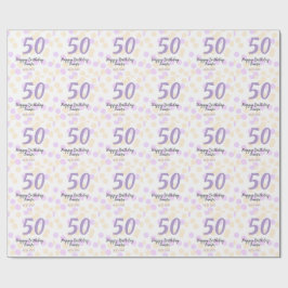 50th birthday add name date purple orange polkadot presentpapper