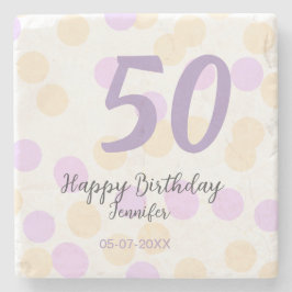 50th birthday add name date purple orange polkadot stenunderlägg