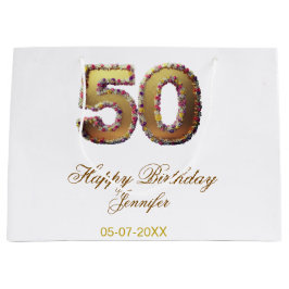 50th birthday add name date year gold floral bold 