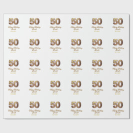 50th birthday add name date year gold floral bold  presentpapper