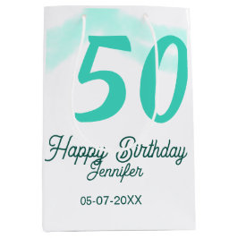 50th birthday add name date year green pastel bold