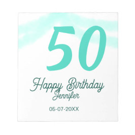50th birthday add name date year green pastel bold anteckningsblock