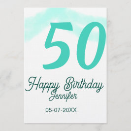 50th birthday add name date year green pastel bold inbjudningar