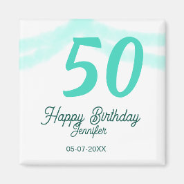 50th birthday add name date year green pastel bold magnet