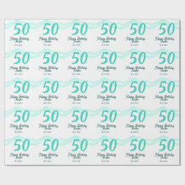 50th birthday add name date year green pastel bold presentpapper