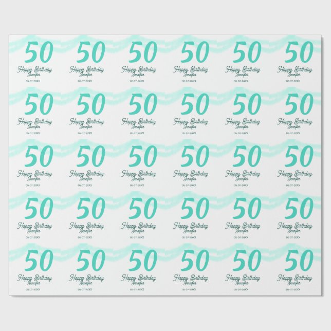 50th birthday add name date year green pastel bold presentpapper (Platt)