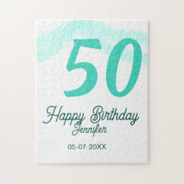 50th birthday add name date year green pastel bold pussel