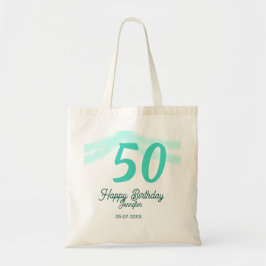 50th birthday add name date year green pastel bold tygkasse