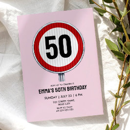 50th Birthday ANY AGE Speed Limit Sign Inbjudningar