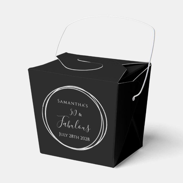 50th Birthday Black Silver 50 and Fabulous Party Presentaskar (Framsidan Sidan)