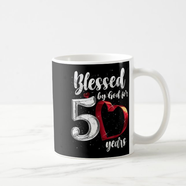 50th Birthday Blessed By God For 50 Years Birthday Kaffemugg (Höger)