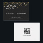 50th birthday Email RSVP Gold confetti QR code Tilläggskort<br><div class="desc">Streamline your 50th birthday party management process with the Gold confetti on black Modern Typography Email Response with Instantly Generated QR Code printed gold script RSVP Enclosure Card Template. This innovative and user-friendly solution combines a clean and modern typography design with the convenience of an instantly generated QR code, simplifying...</div>