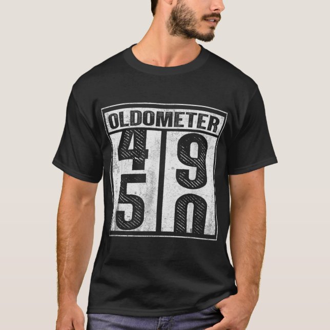 50th Birthday Funny Gift Men Women Oldometer 4950  T Shirt (Framsida)