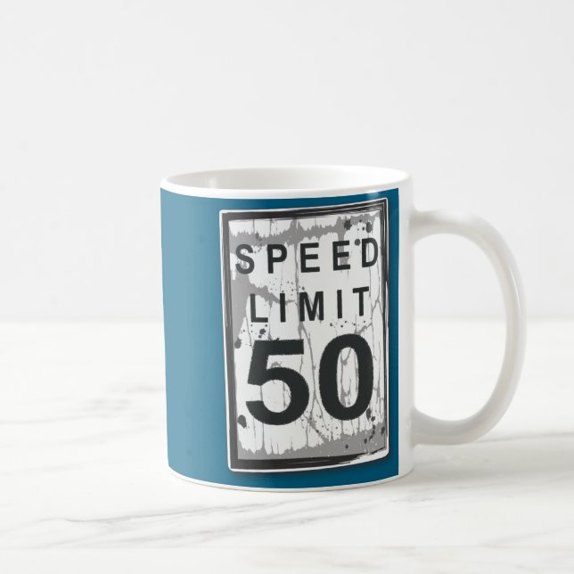 50th Birthday Funny Ngy Speed Limit Sign  Kaffemugg (Höger)