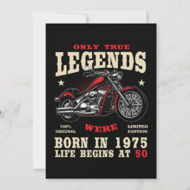 50th Birthday Man Biker Motorcycle Chopper 1975 Inbjudningar