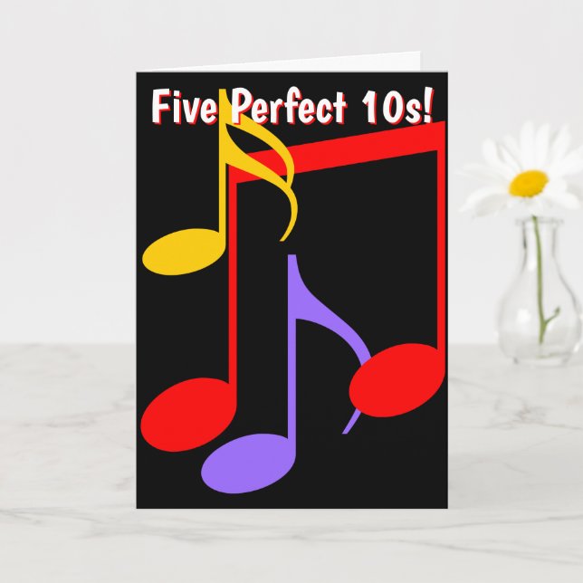 50th Birthday Music Notes Folded Greeting Card Kort (Liten växt)