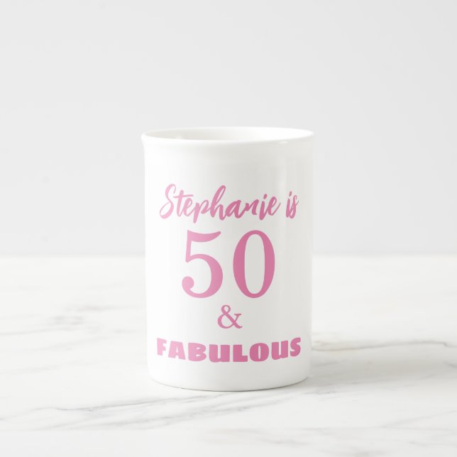 50th Birthday Name Monogram Gift Party Favor Benporslin Mugg (Framsidan)