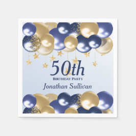 50th Birthday Navy Gold Balloons Party Pappersservett