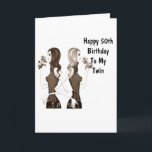 **50th** BIRTHDAY ÖNSKEMÅL TO MY **TWIN SISTER** Kort<br><div class="desc">Om du har det lätt att vara tvilling med din syster... Låt henne veta det i dag genom att skicka henne det här Roligten födelsedagskort för henne ***50:e BIRTHDAY*** eller ändra åldern om du behöver för att vara säker!!!!!</div>