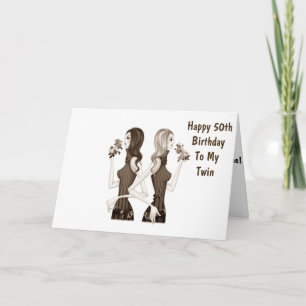 **50th** BIRTHDAY ÖNSKEMÅL TO MY **TWIN SISTER** Kort
