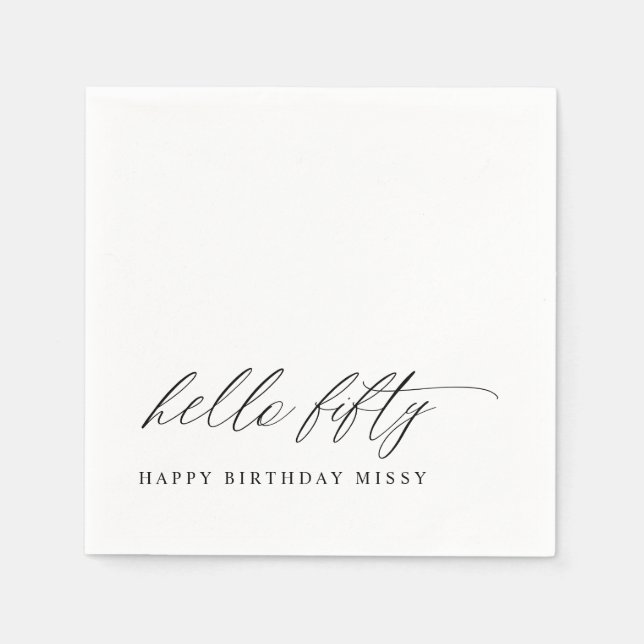 50th Birthday Party Hello 50 Modern Milestone Pappersservett (Framsidan)