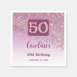 50th Birthday Party Sparkling Rose Gold Glitter Pappersservett