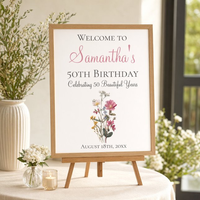 50th Birthday Party Wildflower Welcome Sign (Skapare uppladdad)